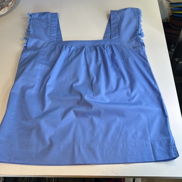 J. CREW SQUARE NECK BLUE SQUARE NECK WITH POM POMS MADE IN INDIA SZ 00 - Picture 8 of 15